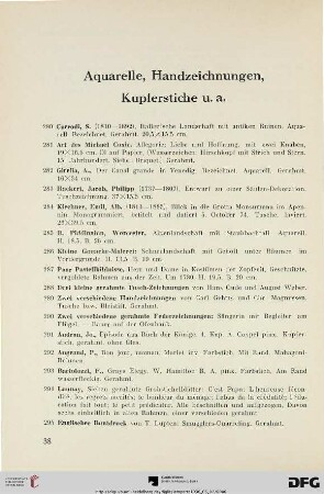 Aquarelle, Handzeichnungen, Kupferstiche u.a. (Nr. 280-306)