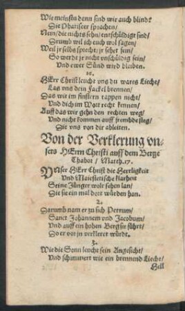 Von der Verklerung unsers Herrn Christi auff dem Berge Thabor ...