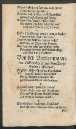Von der Verklerung unsers Herrn Christi auff dem Berge Thabor ...