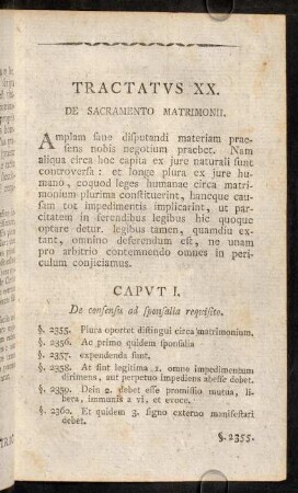 91-160, Tractatus XX. De Sacramento Matrimonii.