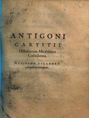 Antigoni Carystii Historiarum Mirabilium Collectanea