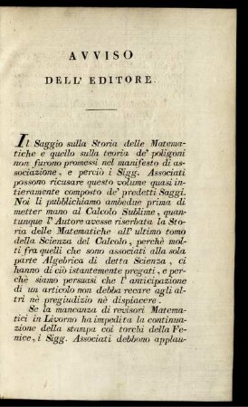 Avviso dell'Editore. Prefazione.