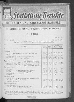 Erzeuger- und Großhandelspreise in Hamburg im März 1961 : Lfd. Nr. 12