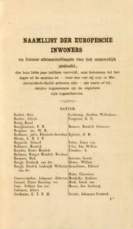 Naamlijst der europesche inwoners en hunne afstammelingen van het mannelijk geslacht ...