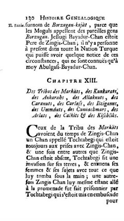 Chapitre XIII. Des Tribus des Markäts, des Kunkurats, des Ankarabs, des Allaknuts, des Catanutzs, des Curlafs, des Ilziganns ...
