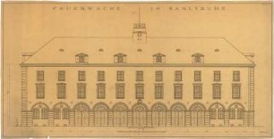 Billing, Hermann; Karlsruhe (Baden-Württemberg), Ritterstr.; Bebauung Ettlinger Tor, Städtische Feuerwache - Fassade an der Ritterstraße (Ansicht)