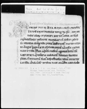 Vitae sanctorum, Hugo von Sankt Viktor, Williram von Ebersberg — Initiale D (omino), Folio 75 verso