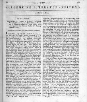 Lindner, G. E.: Philosophie der religiösen Ideen. Hrsg. v. F. L. Lindner. Strassburg: Treuttel & Würtz 1825 (Beschluss der im vorigen Stück abgebrochenen Recension)