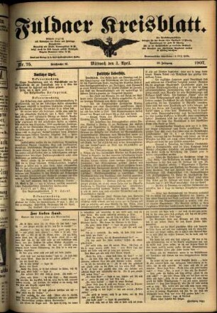 Ausgabe vom Mittwoch, den 03. April 1907.
