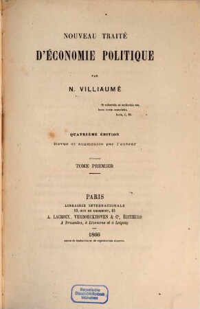 Nouveau traité d'économie politique, 1