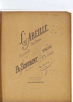 L' abeille : Bagatelle : für Violine und Clavier : Op. 13, No. 9 = Die Biene
