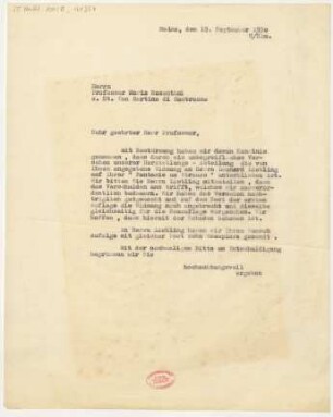 Brief an Moriz Rosenthal : 19.09.1930