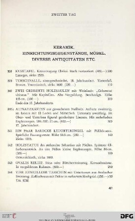 Keramik, Einrichtungsgegenstände, Möbel, diverse Antiquitäten etc. (Nr. 338-383)