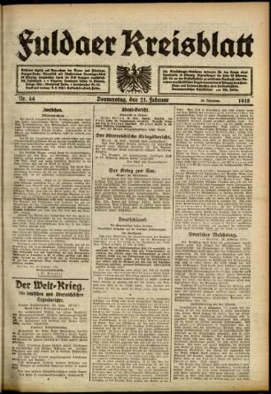Ausgabe vom Donnerstag, den 21. Februar 1918.