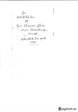 1: Brief von Antoinette Graßhoff und Louise Graßhoff an Johann Wilhelm Ludwig Gleim : Louise Graßhoff