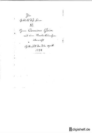 1: Brief von Antoinette Graßhoff und Louise Graßhoff an Johann Wilhelm Ludwig Gleim : Louise Graßhoff