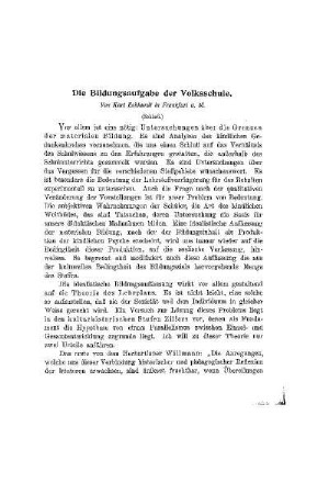 Die Bildungsaufgabe der Volksschule : (Schluß)
