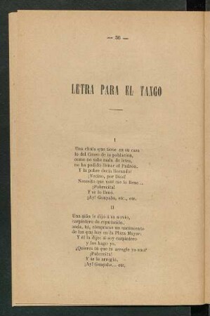 Letra para el tango