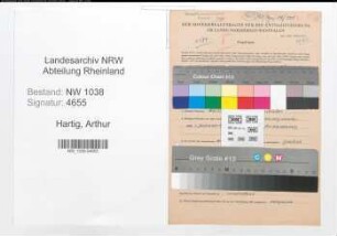 Entnazifizierung Arthur Hartig , geb. 22.11.1901 (Verwaltungssekretaer)