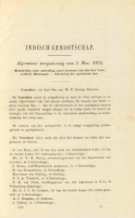 Algemeene vergadering van 5 Nov. 1872