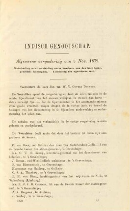 Algemeene vergadering van 5 Nov. 1872