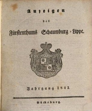 Anzeigen des Fürstenthums Schaumburg-Lippe. 1842, 1842