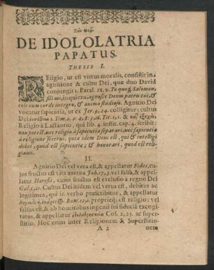 De Idololatria Papatus. Thesis I. - X.