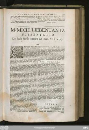 M. Mich. Liebentantz Dissertatio De facie Mosis cornuta ad. Exod. XXXIV:29.