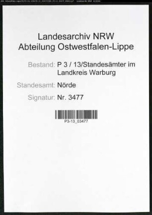 Sterberegister Standesamt Nörde
