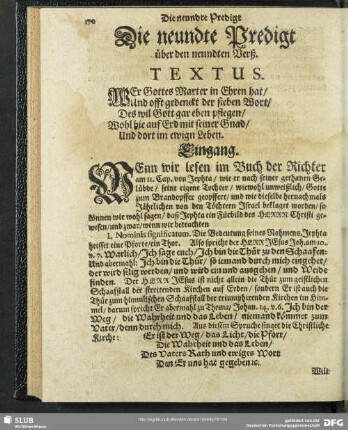 Die neundte Predigt über den neundten Verß