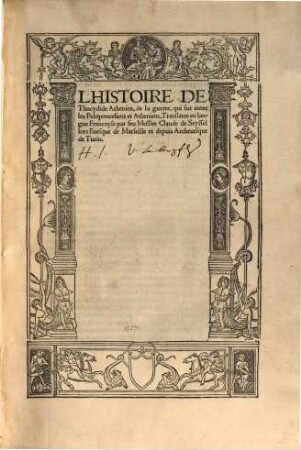 L Histoire De Thucydíde Atheníen, de la guerre, qui fut entre les Peloponnesiens, et Atheníens