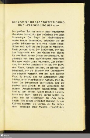 Die Kämpfe Um Stadtbefestigung Und -Verfassung Bis 1300