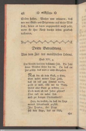 III. Betrachtung. Von dem Ziel des menschlichen Lebens.