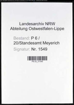 Heiratsregister Standesamt Meyrich