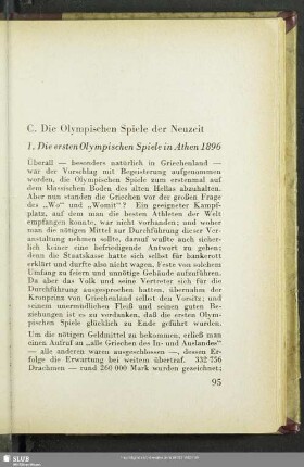 C. Die Olympischen Spiele der Neuzeit