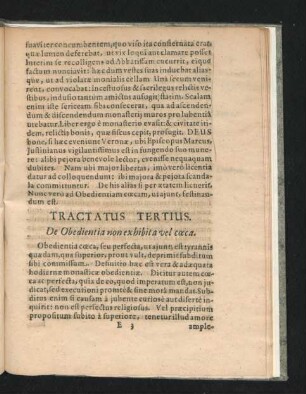 Tractatus Tertius. De Obedientia non exhibita vel coecta.