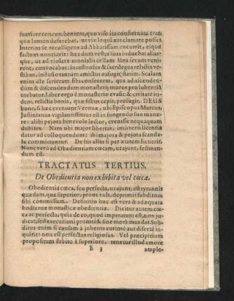 Tractatus Tertius. De Obedientia non exhibita vel coecta.