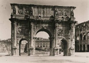 Rom. Italien. Ansicht des dreitorigen Konstantinsbogen (errichtet 312 - 315)