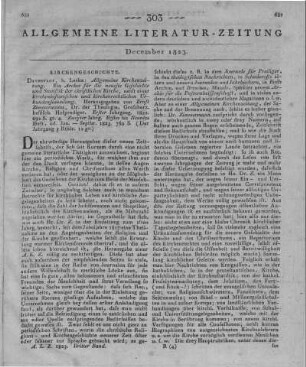 Allgemeine Kirchenzeitung. Hrsg. v. E. Zimmermann. Jg. 1 - Jg. 2, H. 1-9. Darmstadt: Leske 1823