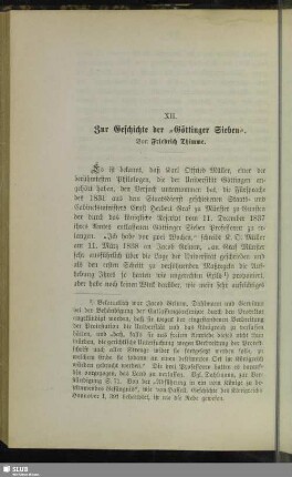 XII. Zur Geschichte der "Göttinger Sieben"