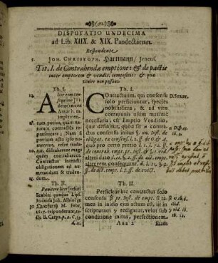 Disputatio Undecima ad Lib. XIIX. & XIX. Pandectarum