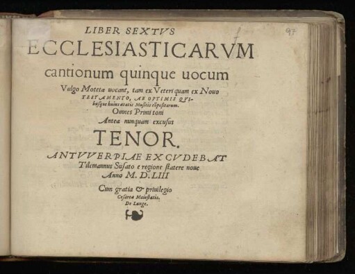 Liber sextus ecclesiasticarum cantionum quinque vocum ... Tenor