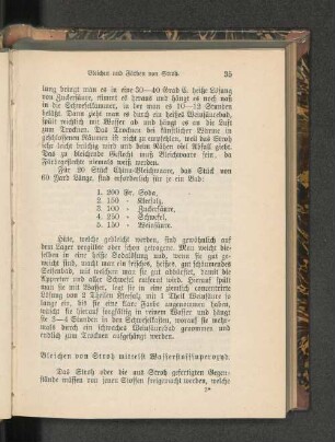 Bleichen von Stroh mittels Wasserstoffperoxyd.