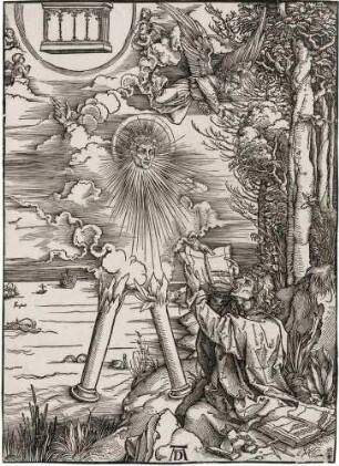 Die Apokalypse, Blatt 8: Johannes, das Buch verschlingend (Der Starke Engel)