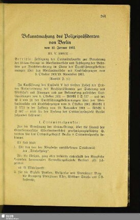 Bekanntmachung des Polizeipräsidenten von Berlin : vom 12. Januar 1932
