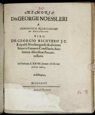 Memoria Dn. Georgii Noessleri