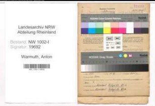 Entnazifizierung Anton Warmuth, geb. 26.10.1905 (Schlosser)