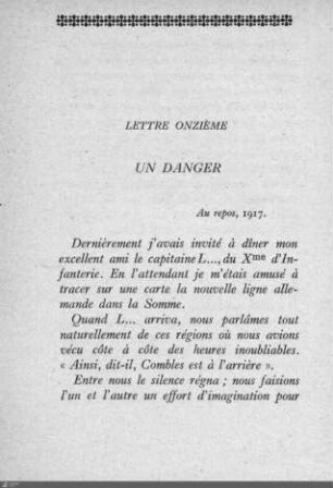 Lettre onzième: Un danger