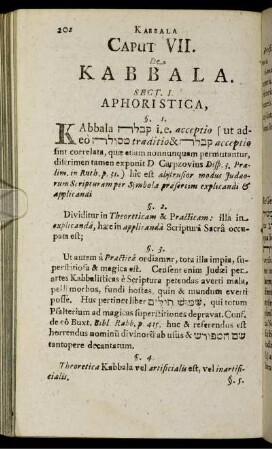Caput VII. De Kabbala.