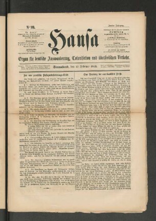 No. 99. Sonnabend, den 12. Februar 1853.